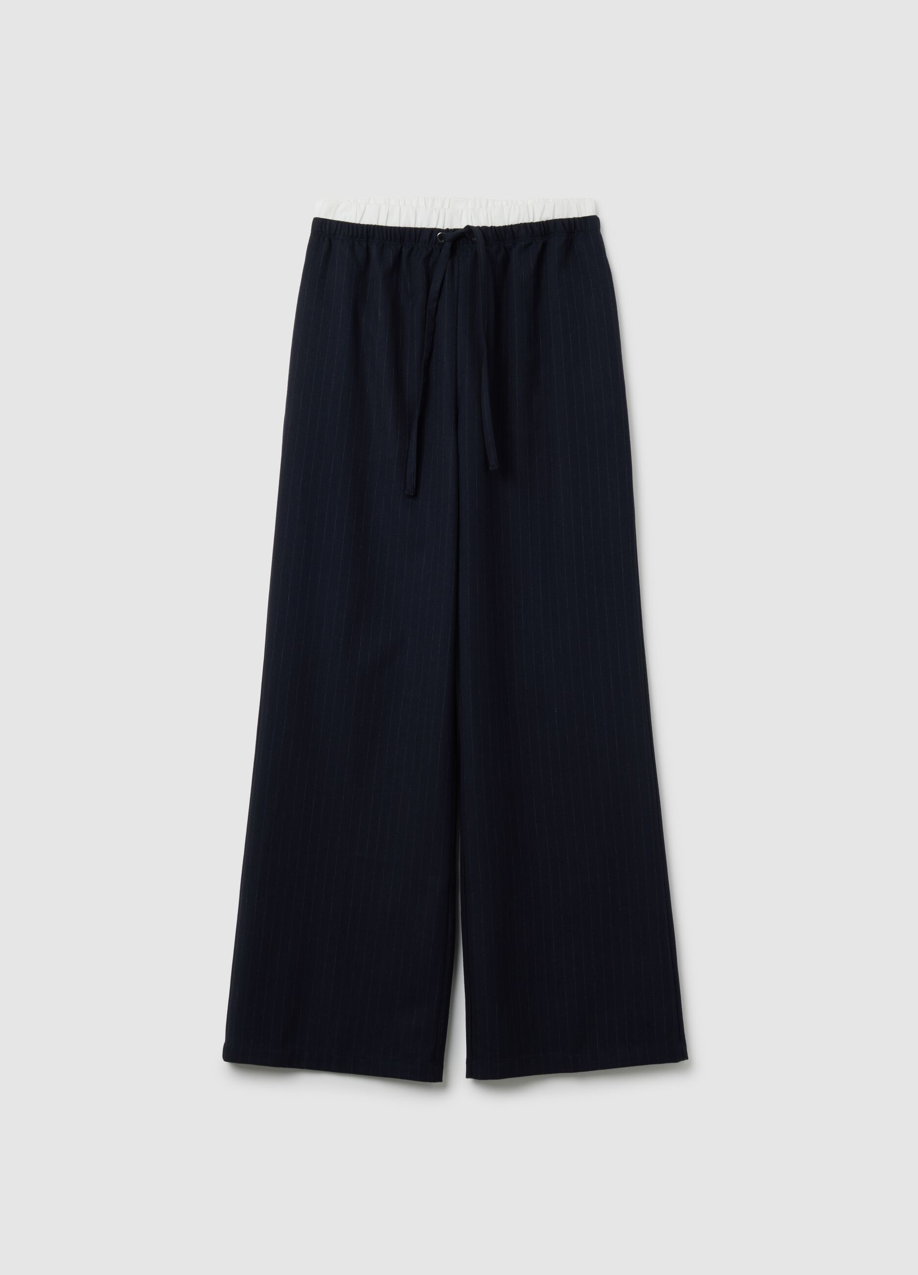 Blue Check Wide Leg Trousers