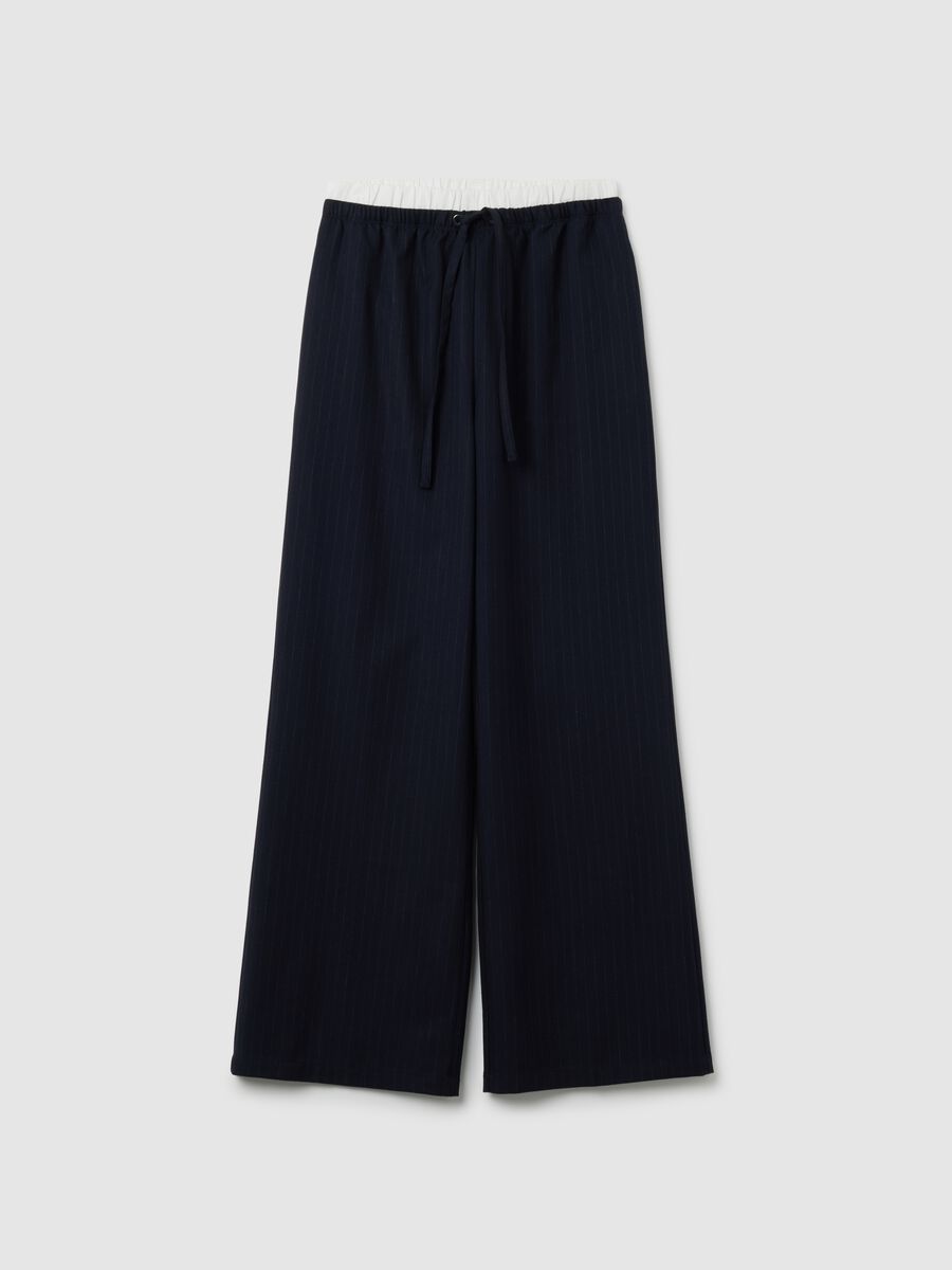 Blue Check Wide Leg Trousers_4