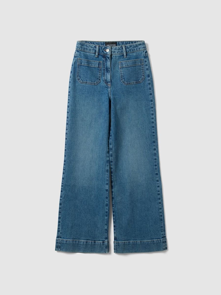 Stretch denim cotton trousers regular fit_0