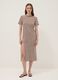 Abito midi marrone in cotone elasticizzato a righe_0
