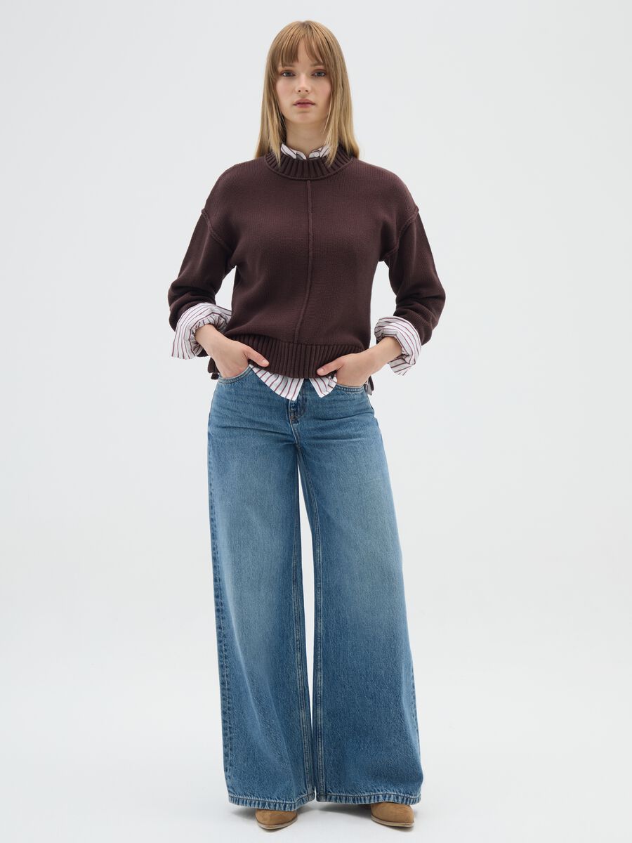 Brown pure cotton turtleneck jumper_1