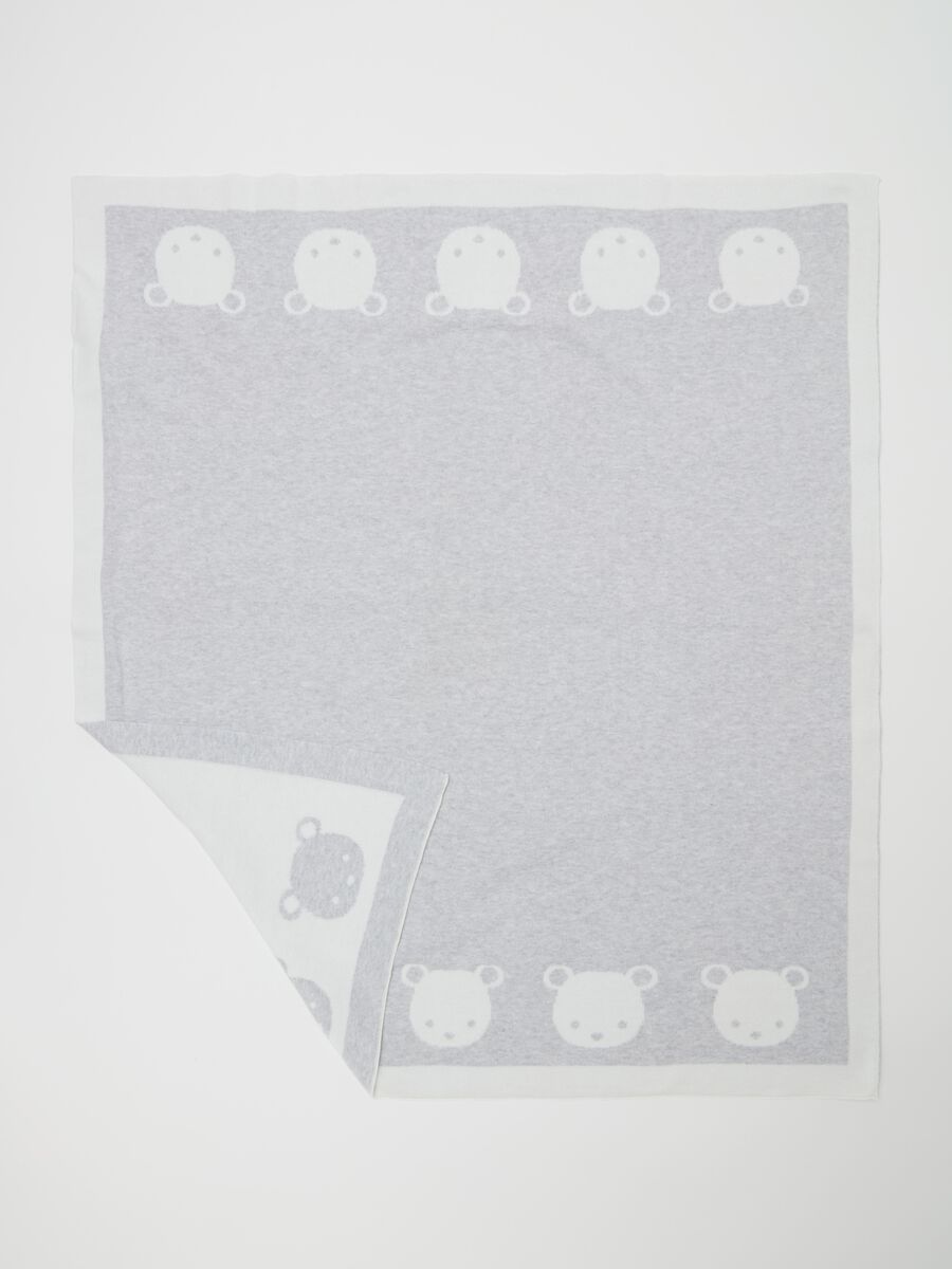 Cotton blanket with jacquard teddy bears design_1