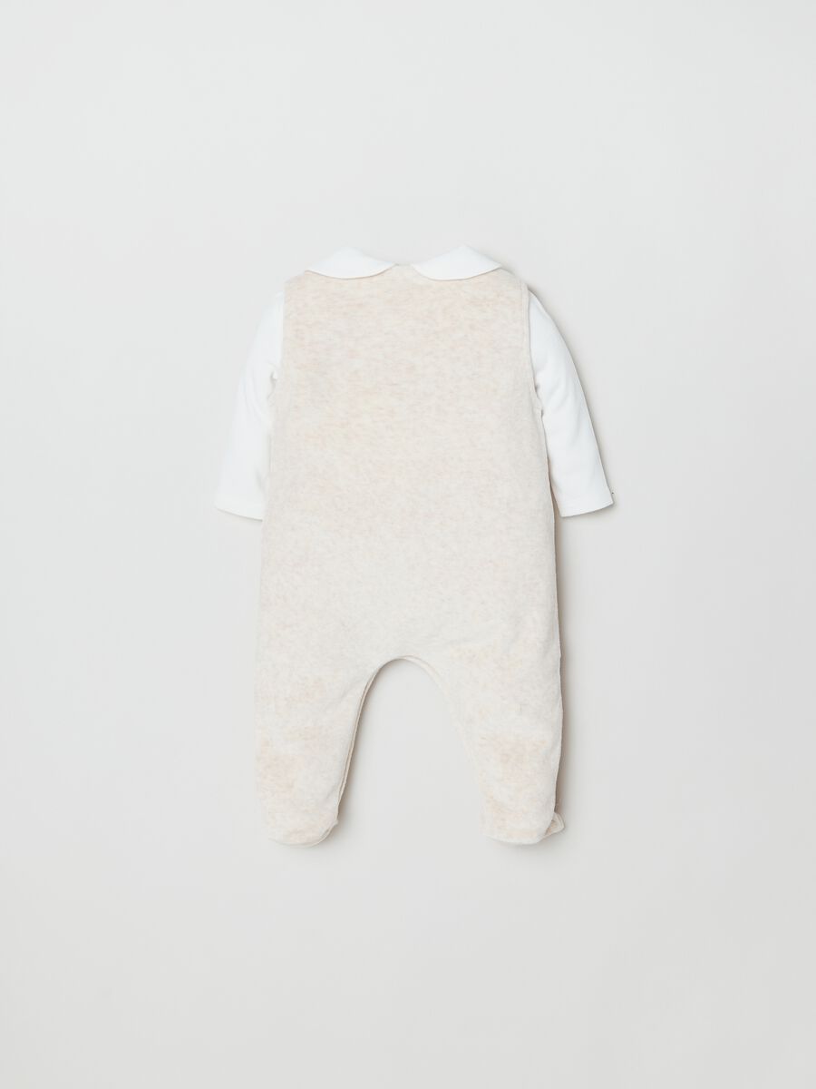Set t-shirt e salopette con piedini_1