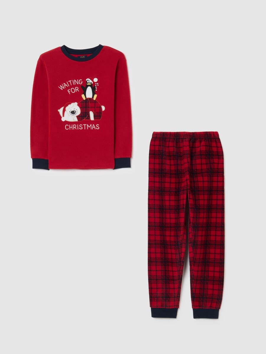 Children's red fleece Christmas pyjamas regular fit_0
