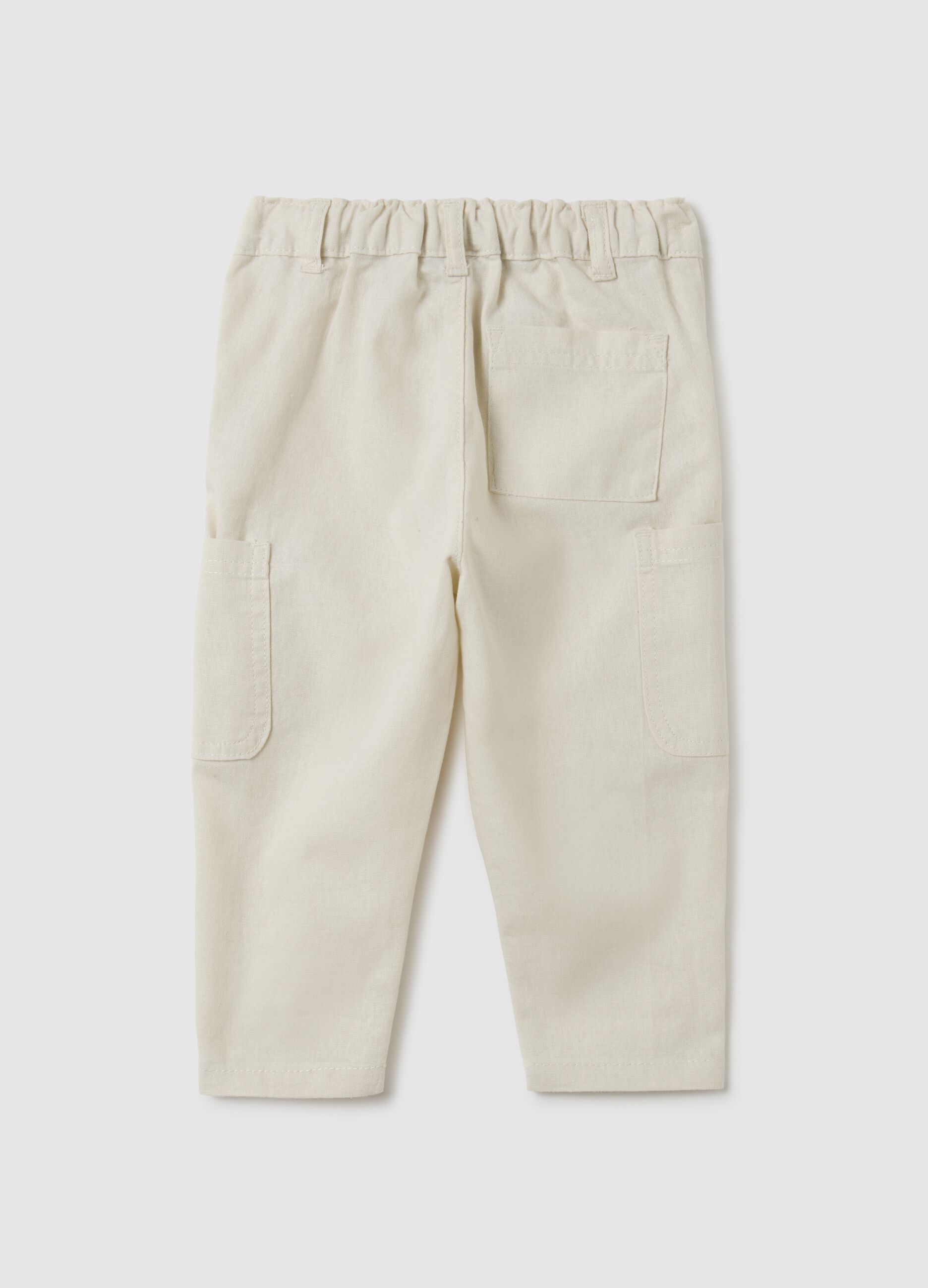 Children's Beige Linen Blend Trousers Regular Fit