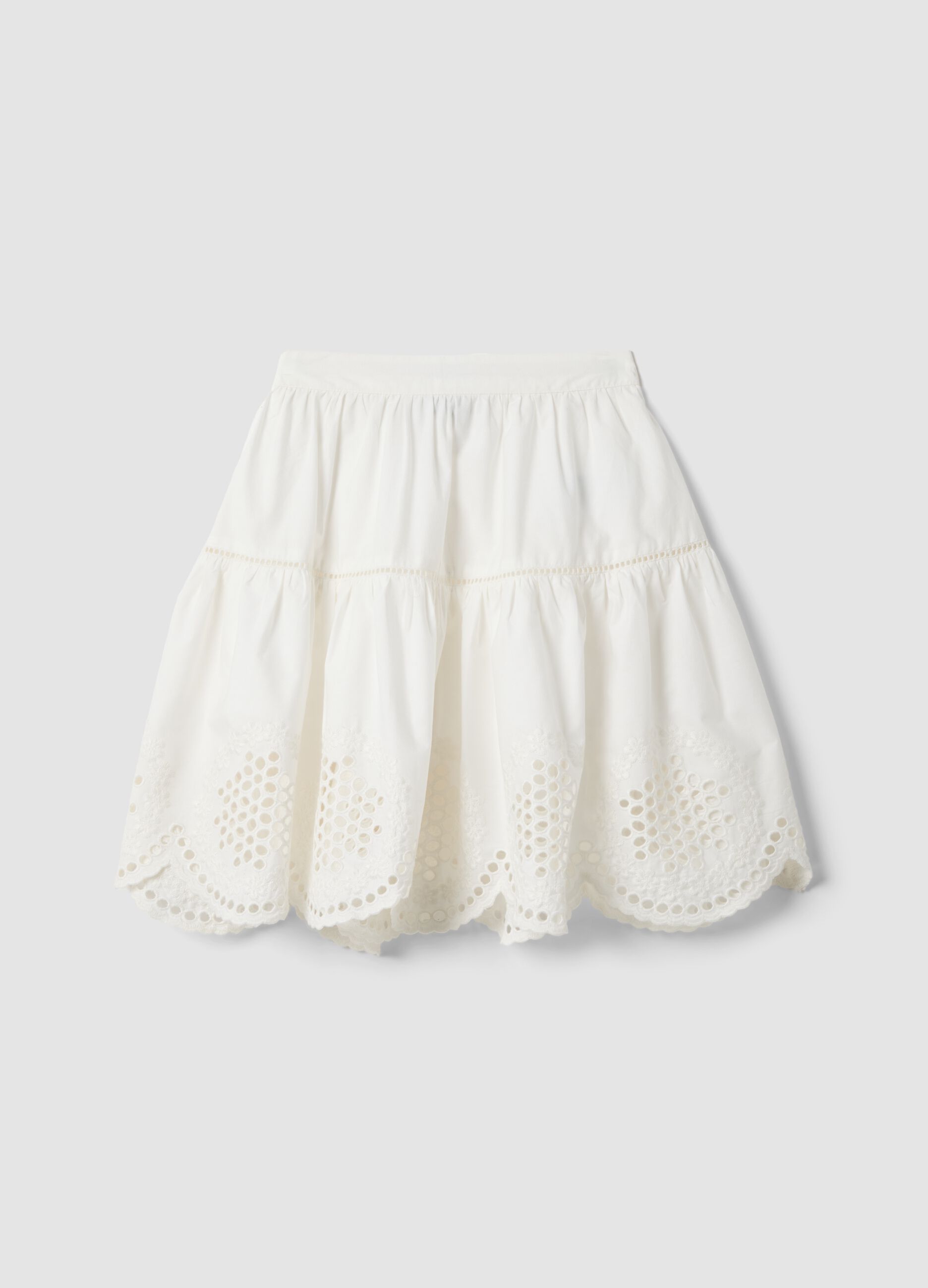 White pure cotton broderie anglaise skirt