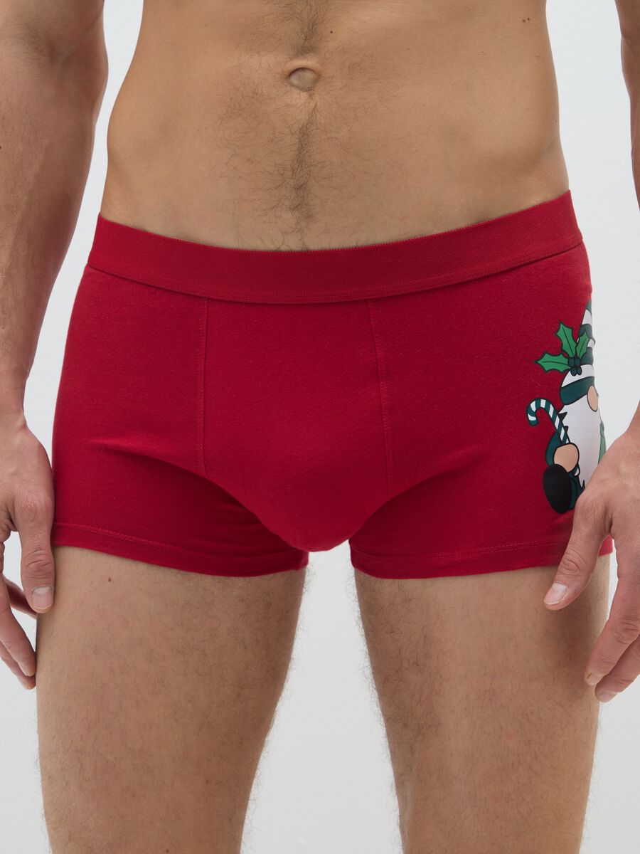 Red Christmas boxers in pure cotton regular fit with print_1