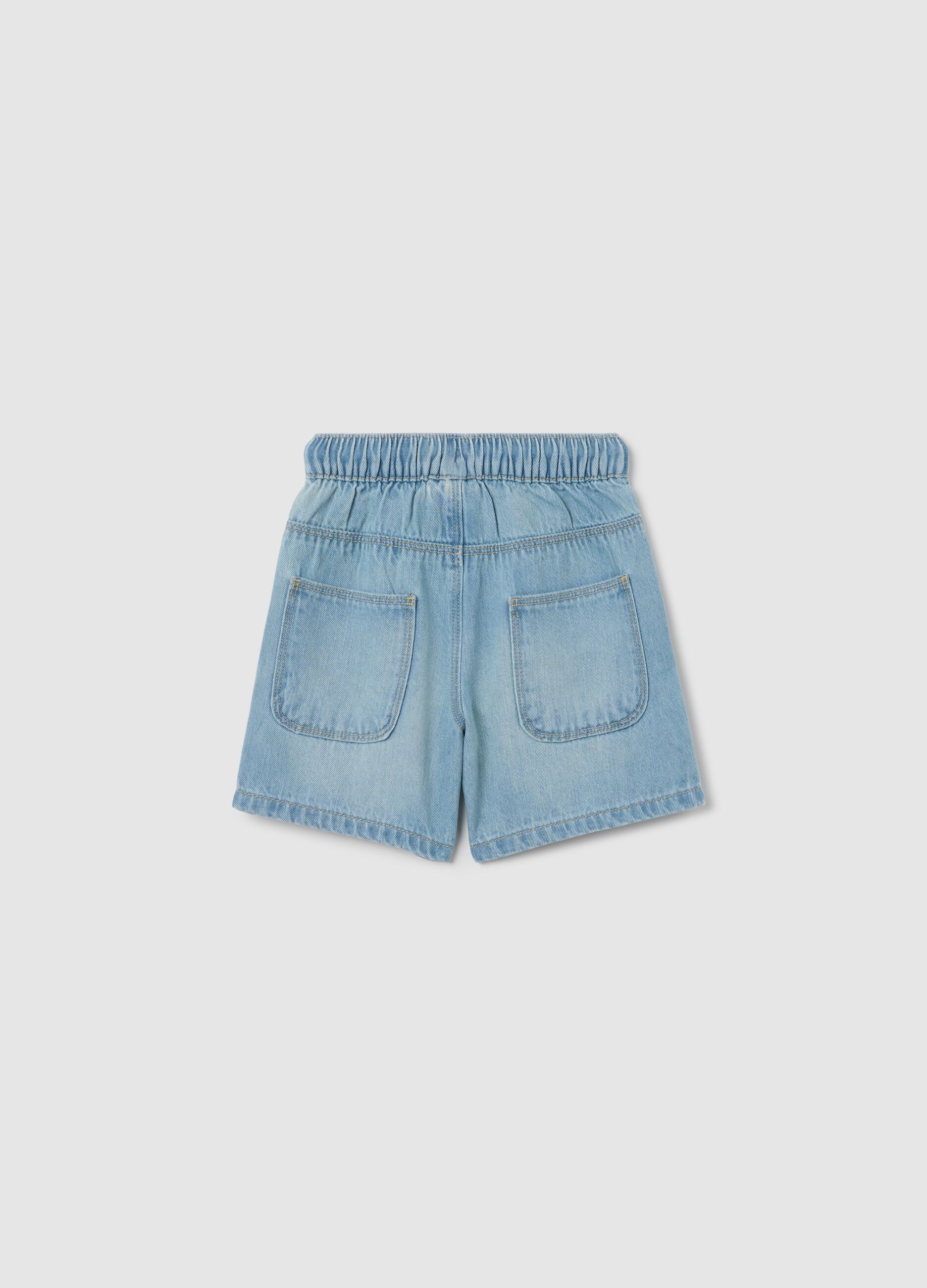 Denim Bermuda shorts with pockets and drawstring