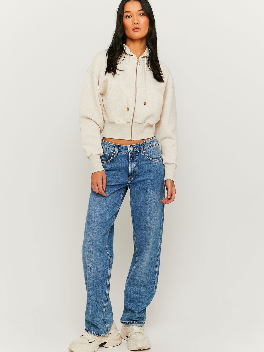 Crop sweatshirt with hood and zip_0