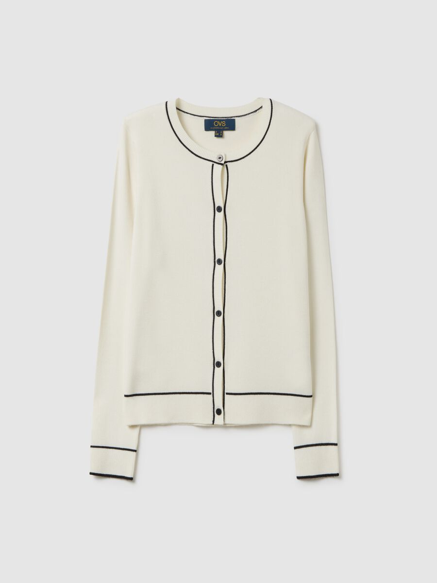White viscose blend cardigan regular fit_4