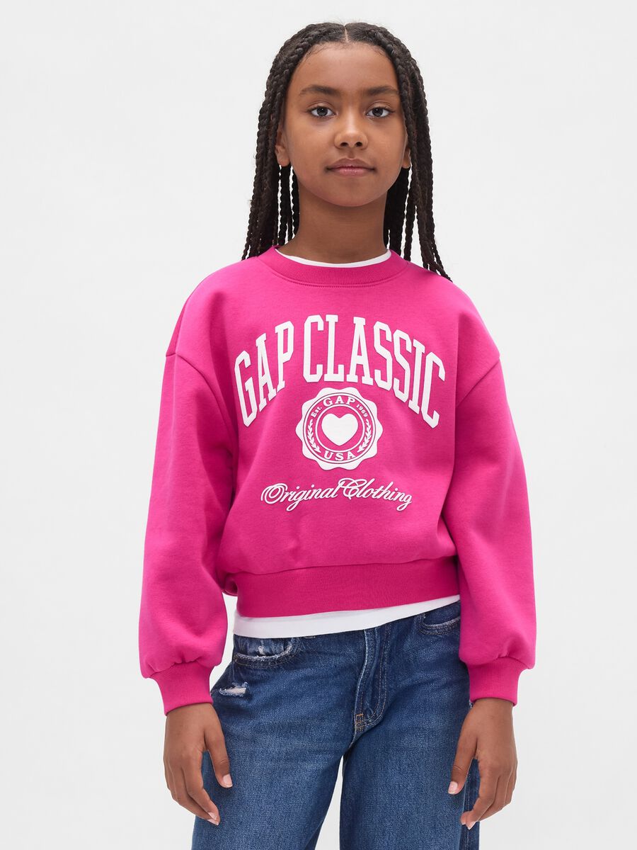 Girls' Pink Crew Neck Sweatshirt_0