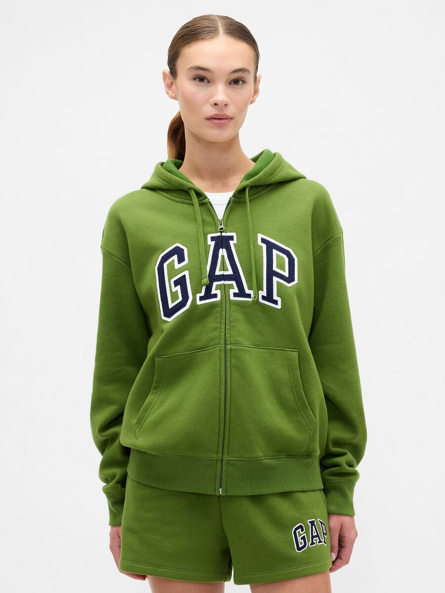 Felpa verde con zip completa_0