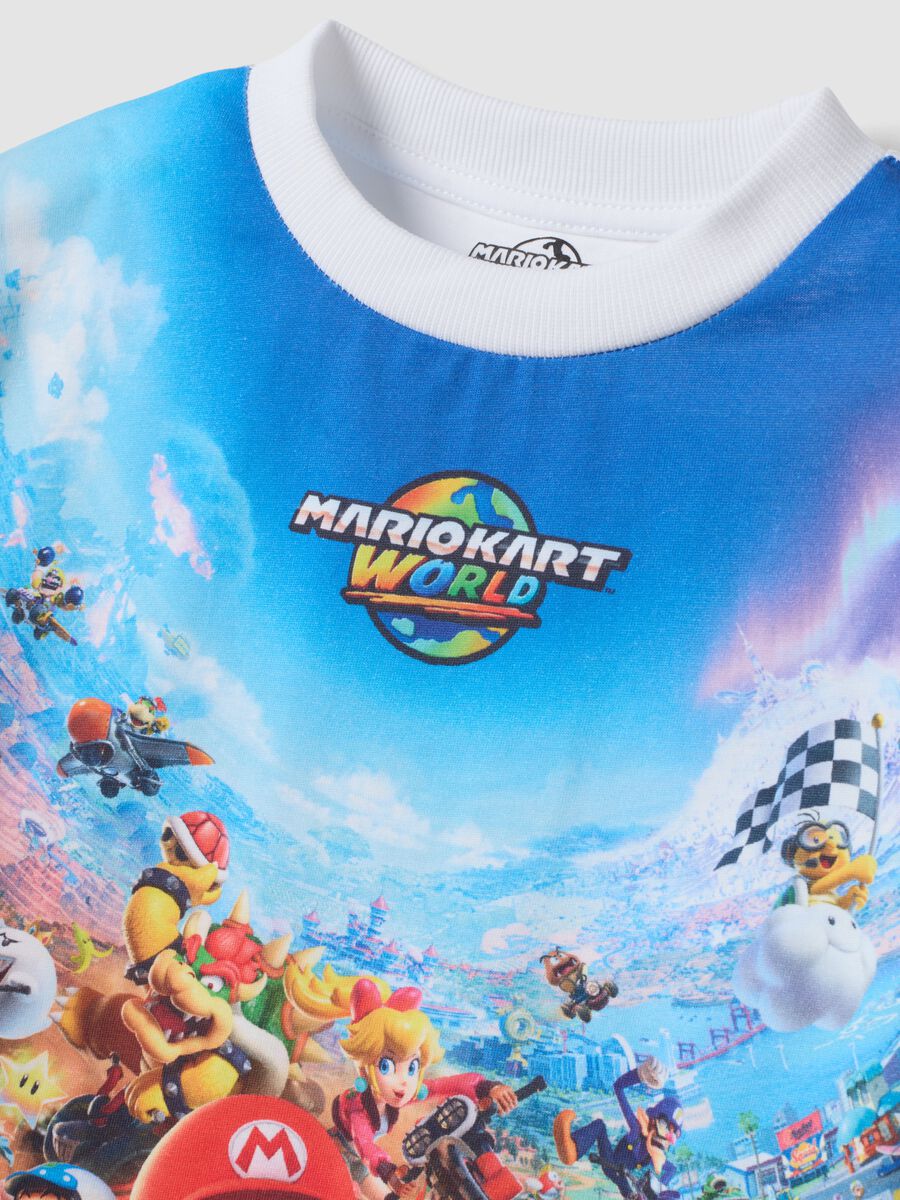 T-shirt bianca in puro cotone con girocollo stampa Mario Kart_2