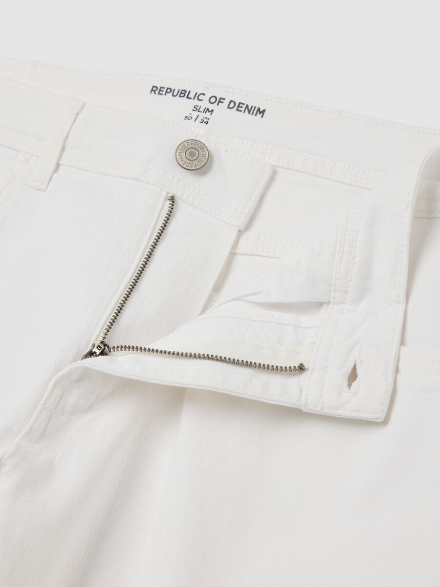 White Elastic Ovs Denim Shorts_5