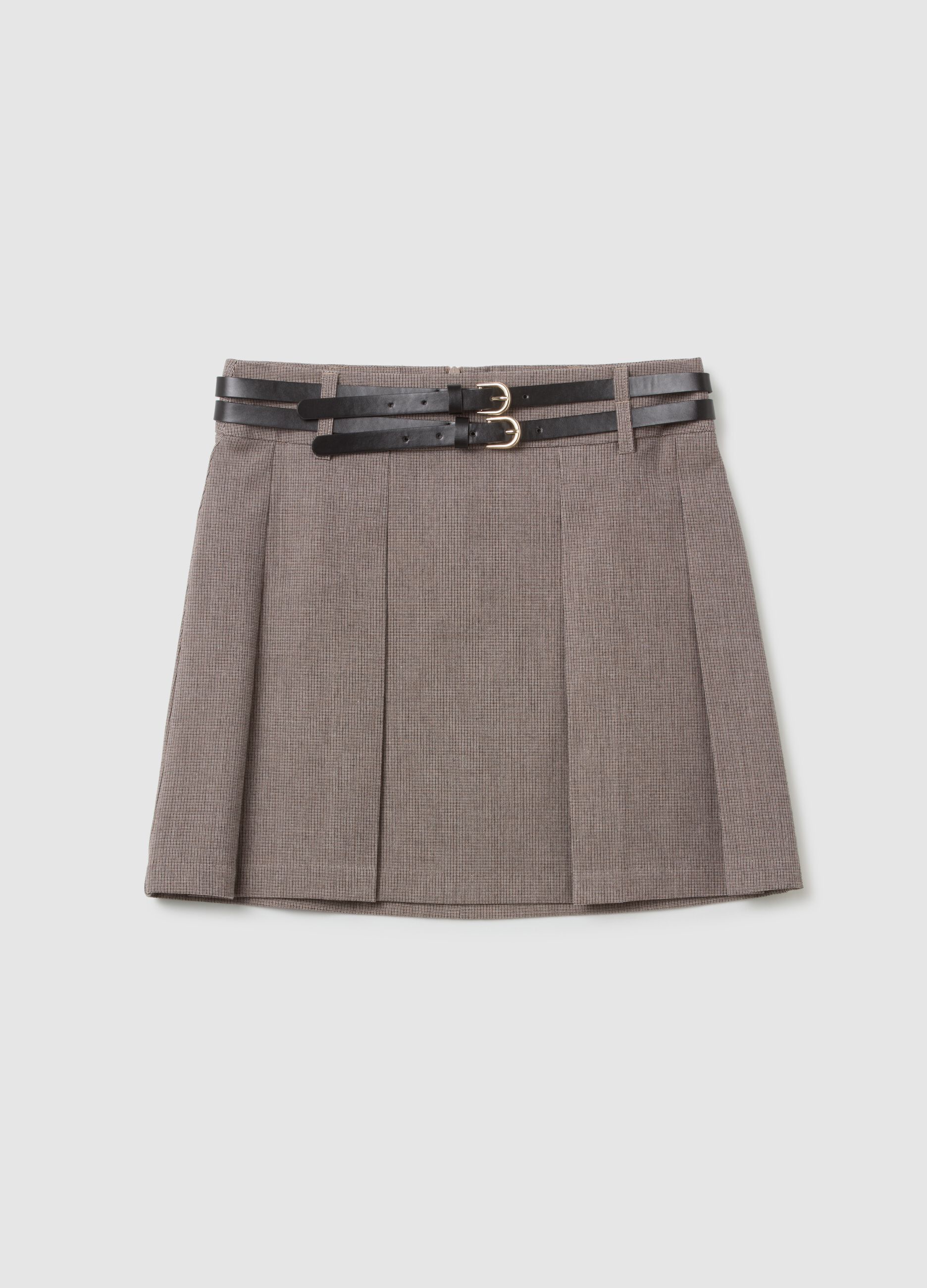 Beige stretch fabric skirt regular fit