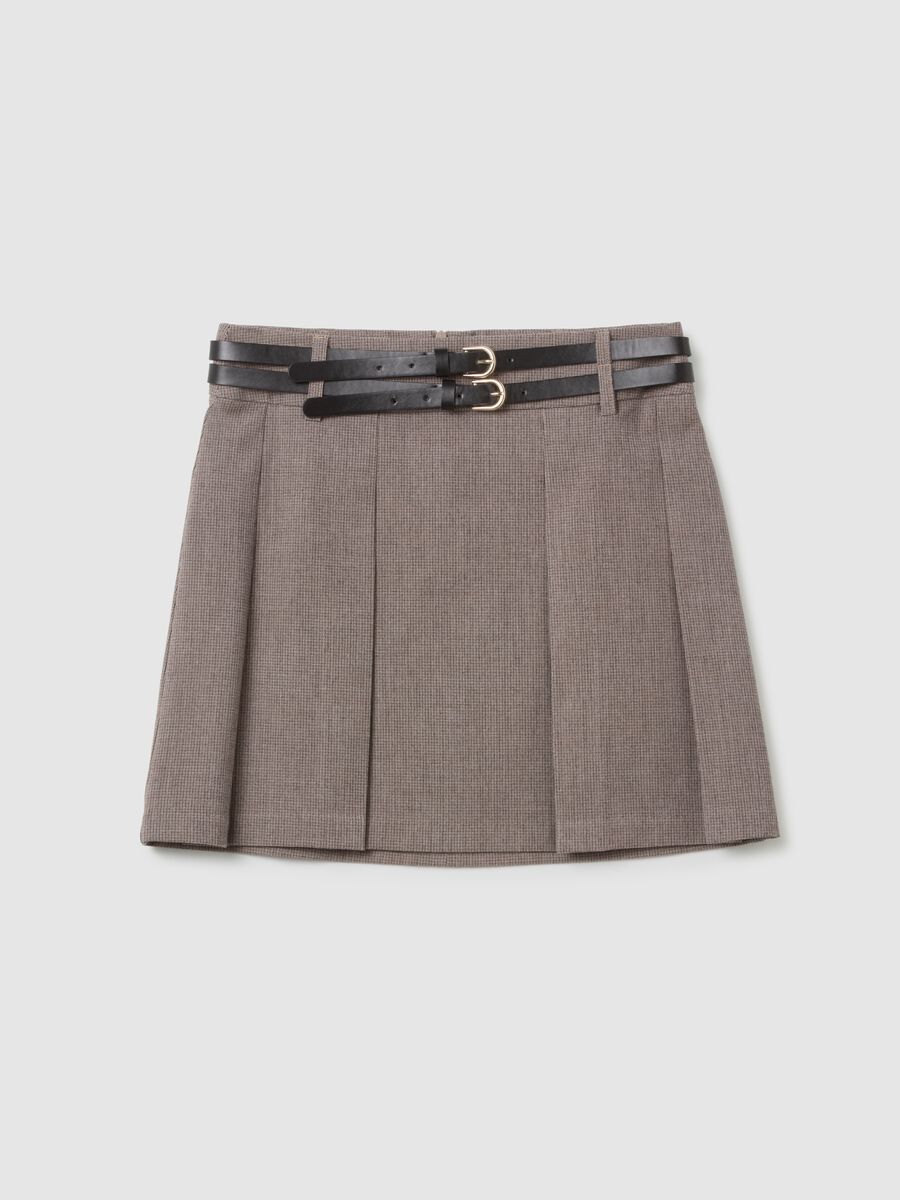 Beige stretch fabric skirt regular fit_4