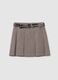 Beige stretch fabric skirt regular fit_4