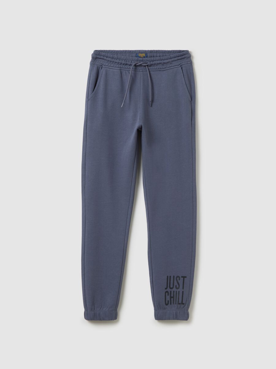 Boys' blue jogger trousers in pure cotton with regular fit_0