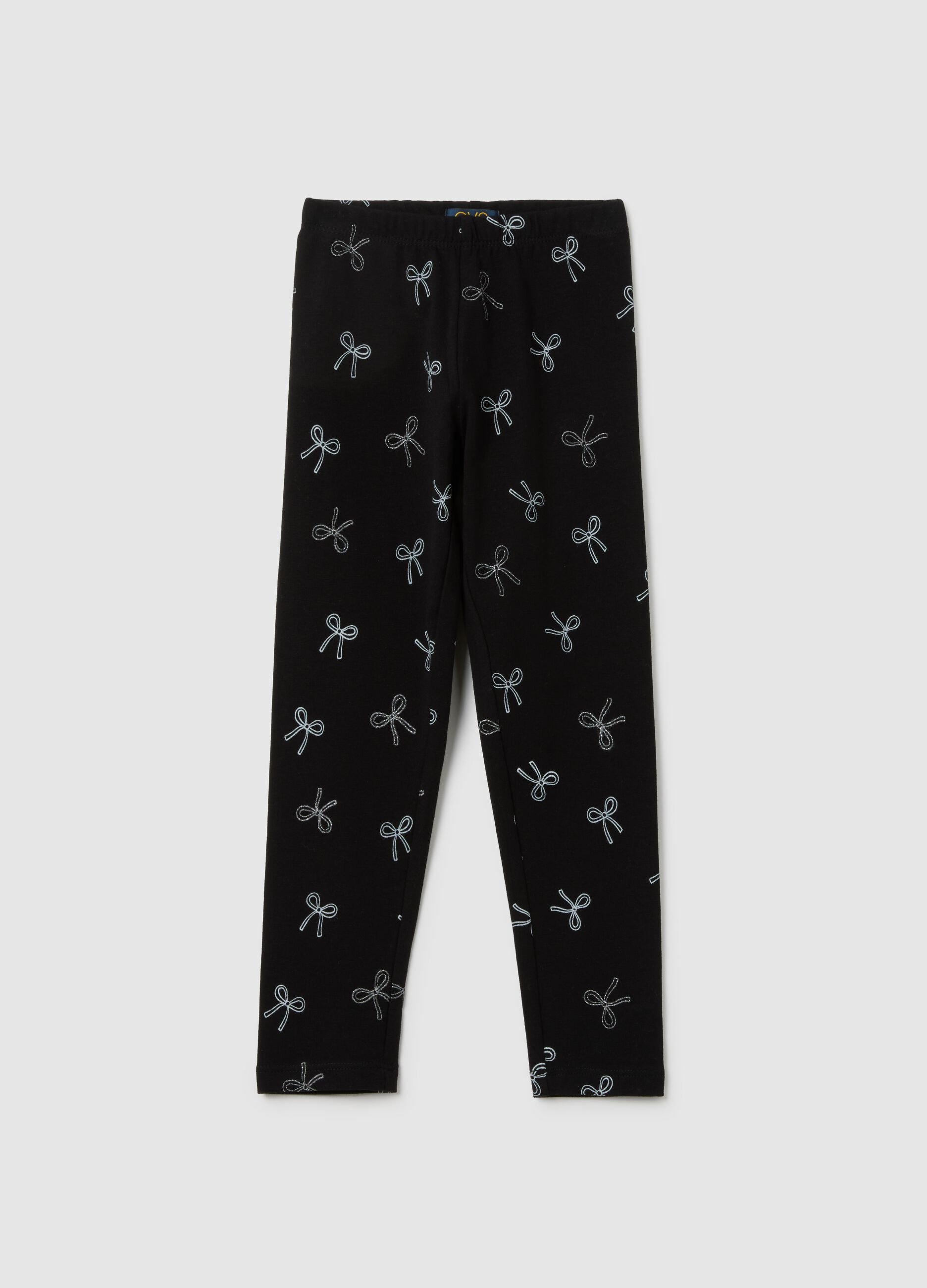 Girls' black skinny fit cotton leggings