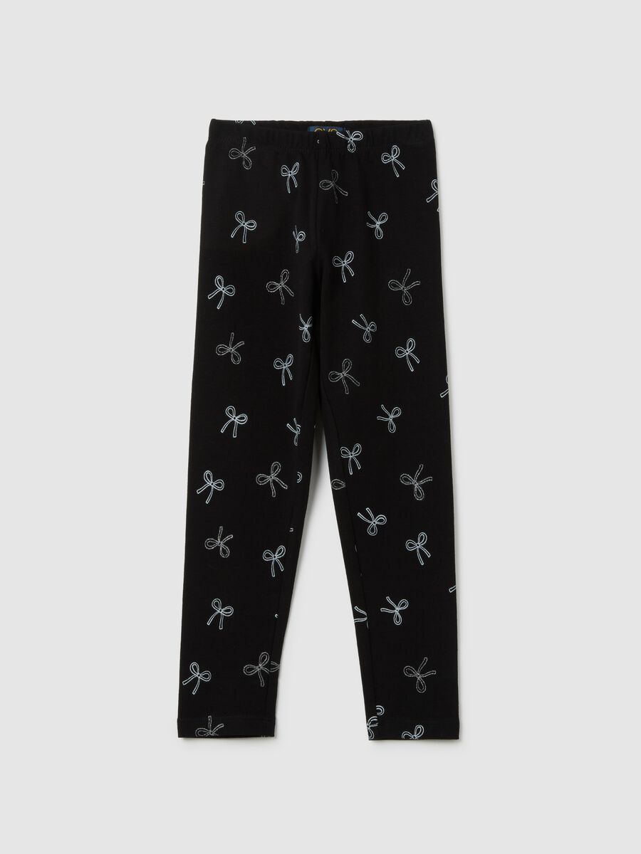 Girls' black skinny fit cotton leggings_0