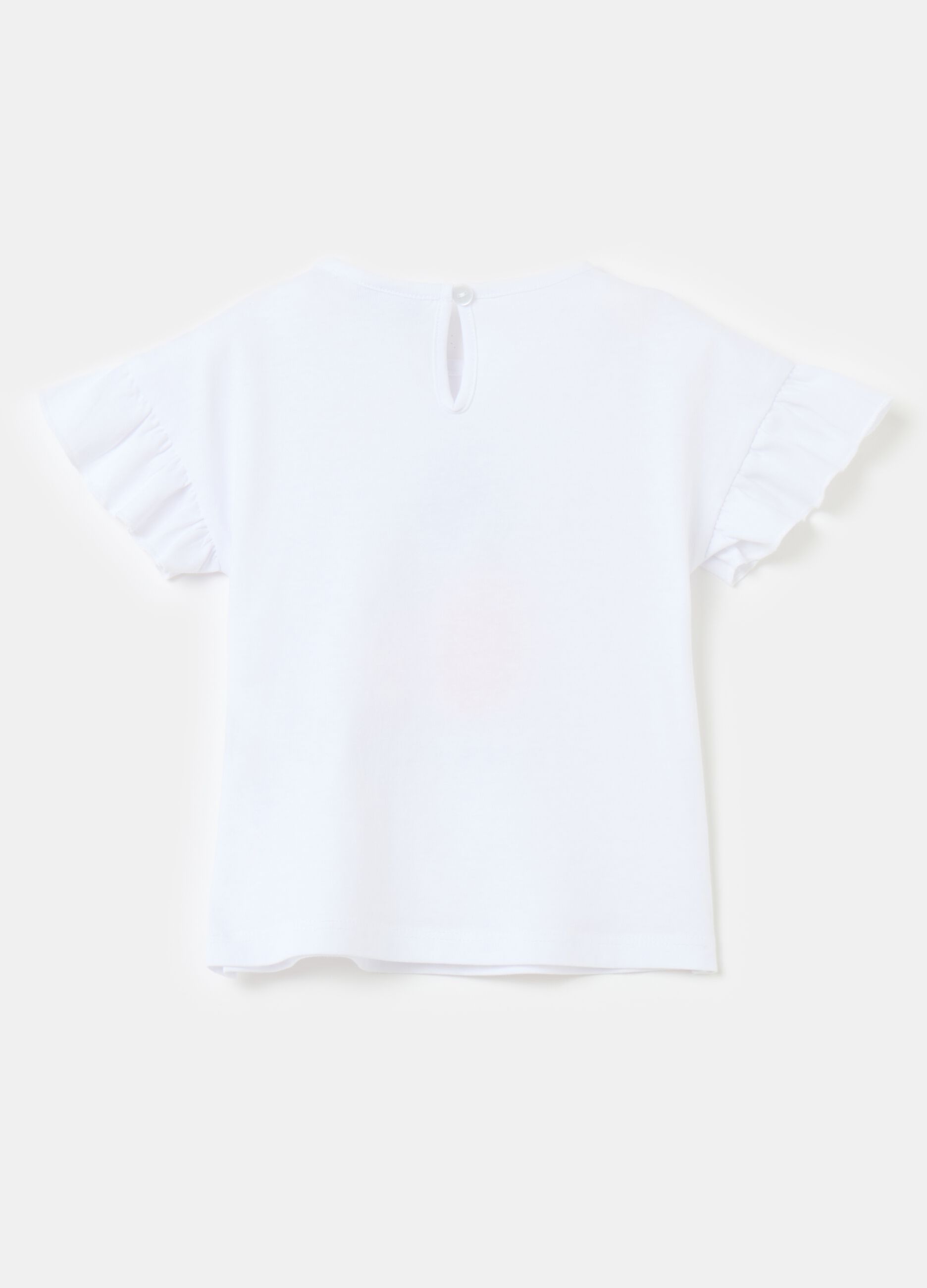 T-shirt con volant stampa ananas
