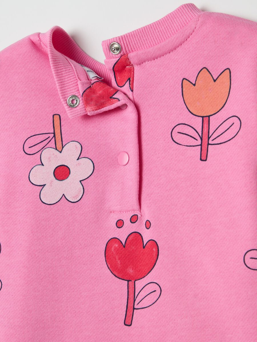 Cotton jogging set with flowers print_3