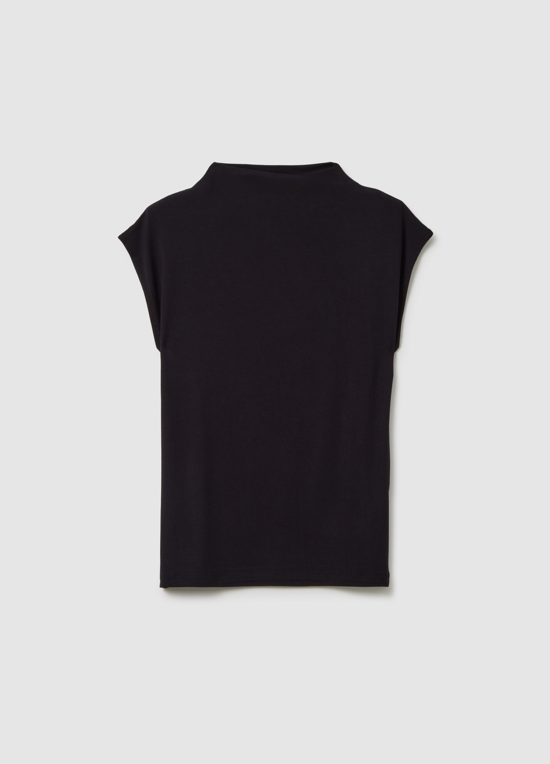 Black viscose blend top in relaxed fit