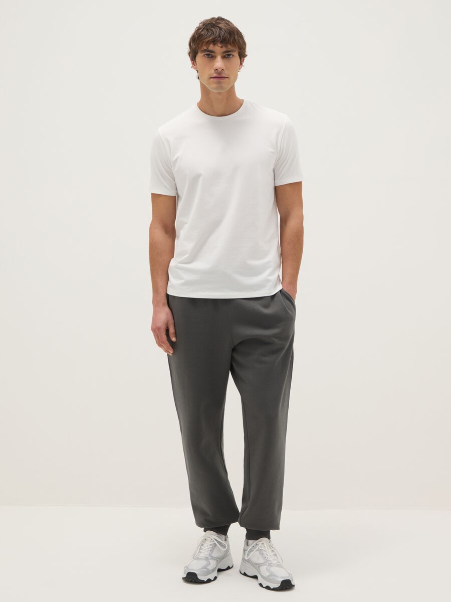 White slim fit stretch cotton T-shirt_1