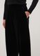 Pantaloni neri wide leg in tessuto velour elasticizzato_2