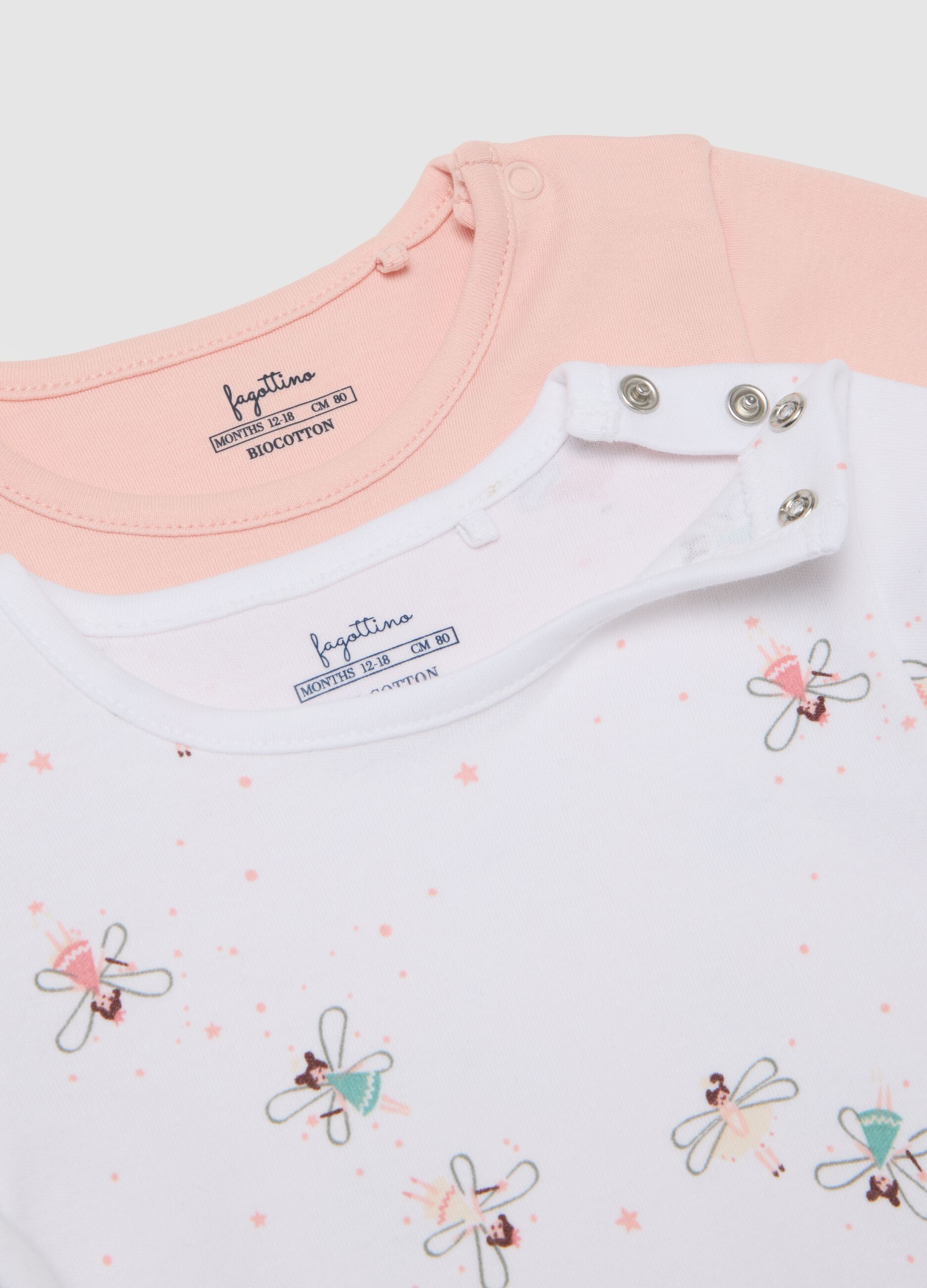 Multicolour pure cotton baby girl's double pack bodysuits