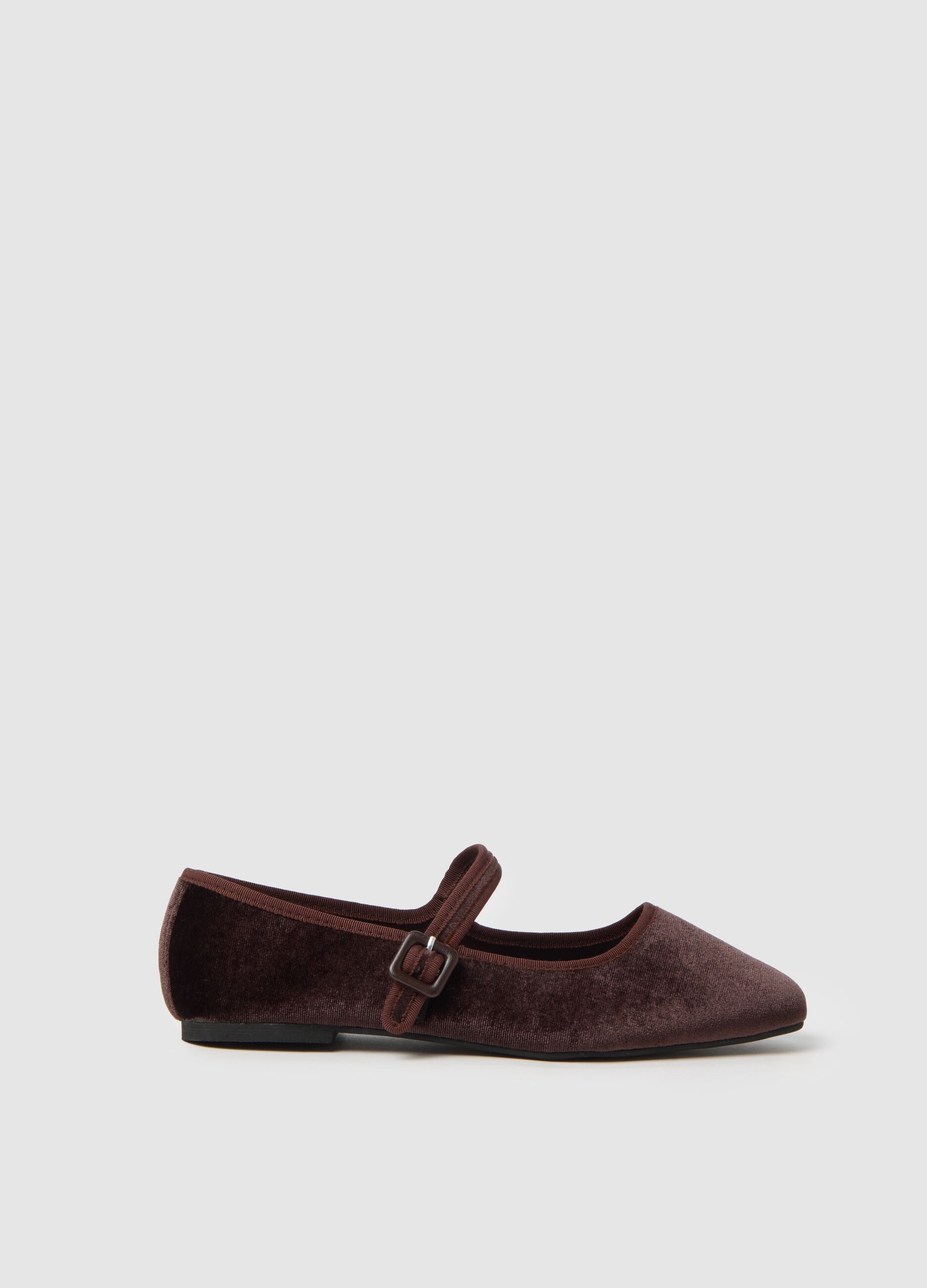 Scarpe ballerina in velluto marrone