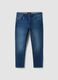 Blue stretch cotton slim tapered jeans_0