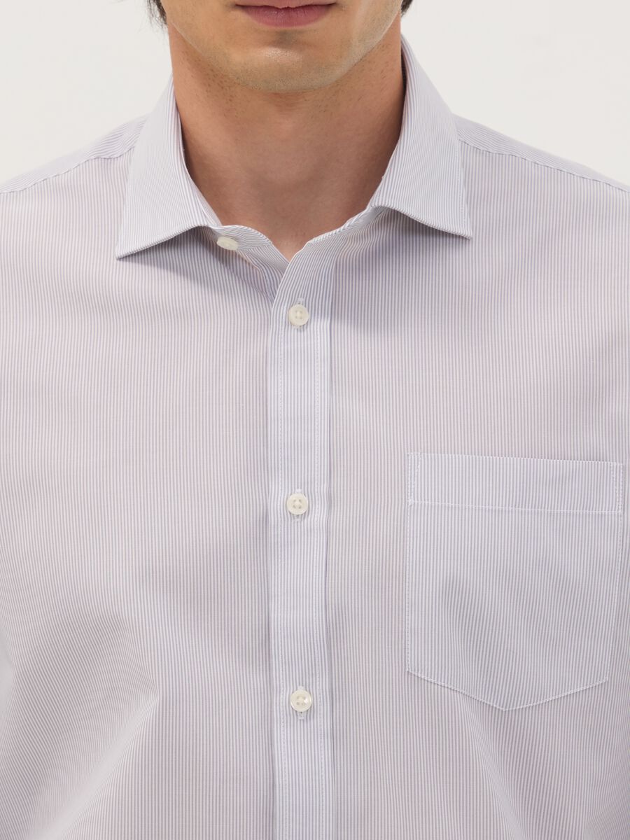 Camicia grigia in misto cotone a righe sottili easy iron regular fit_1
