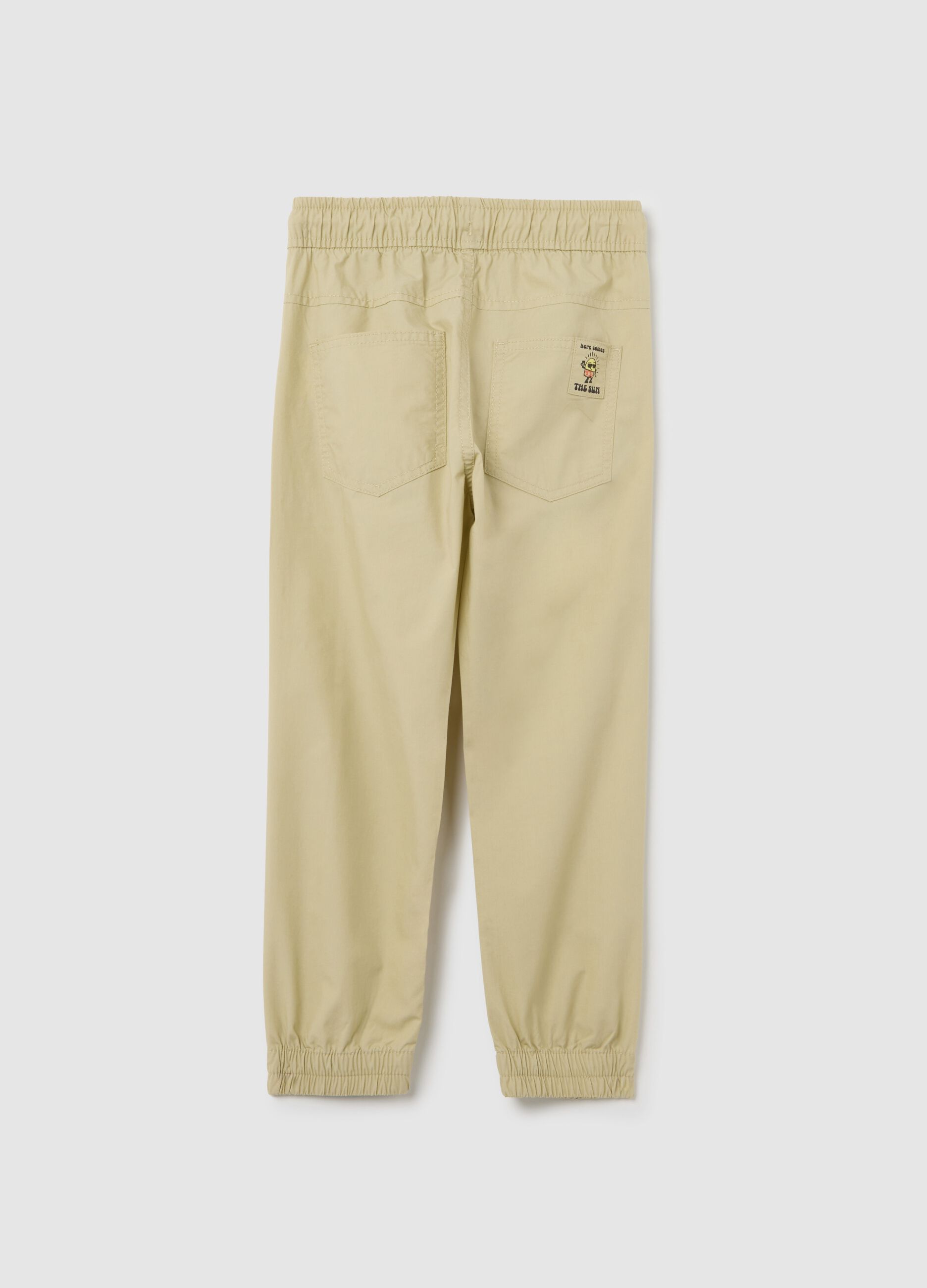Boys’ beige regular-fit joggers in 100% cotton