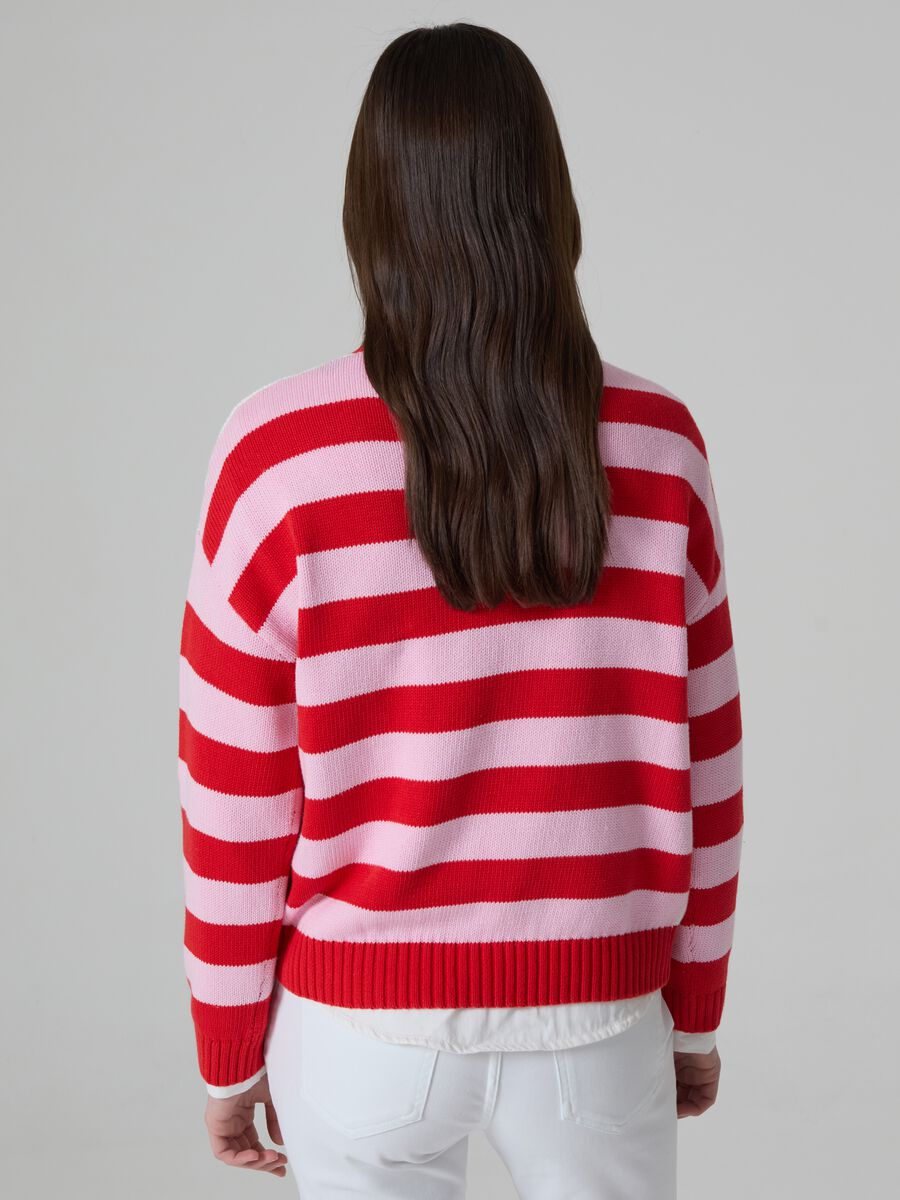 Oversized pullover with multicoloured stripes_1