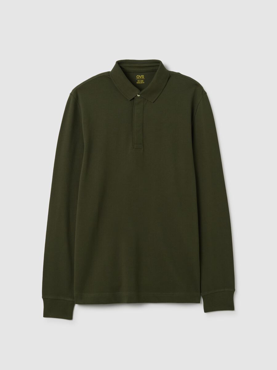 Polo in cotone elasticizzato verde regular fit_4