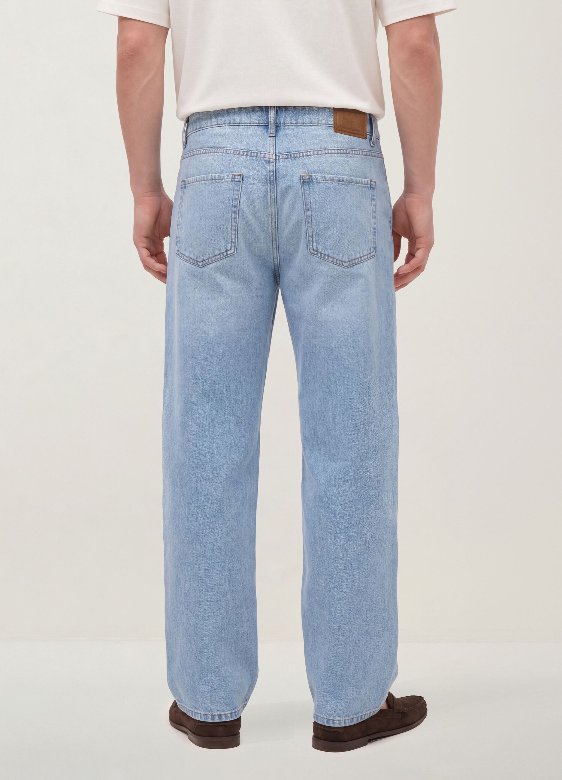 Light blue wide-leg jeans in pure cotton