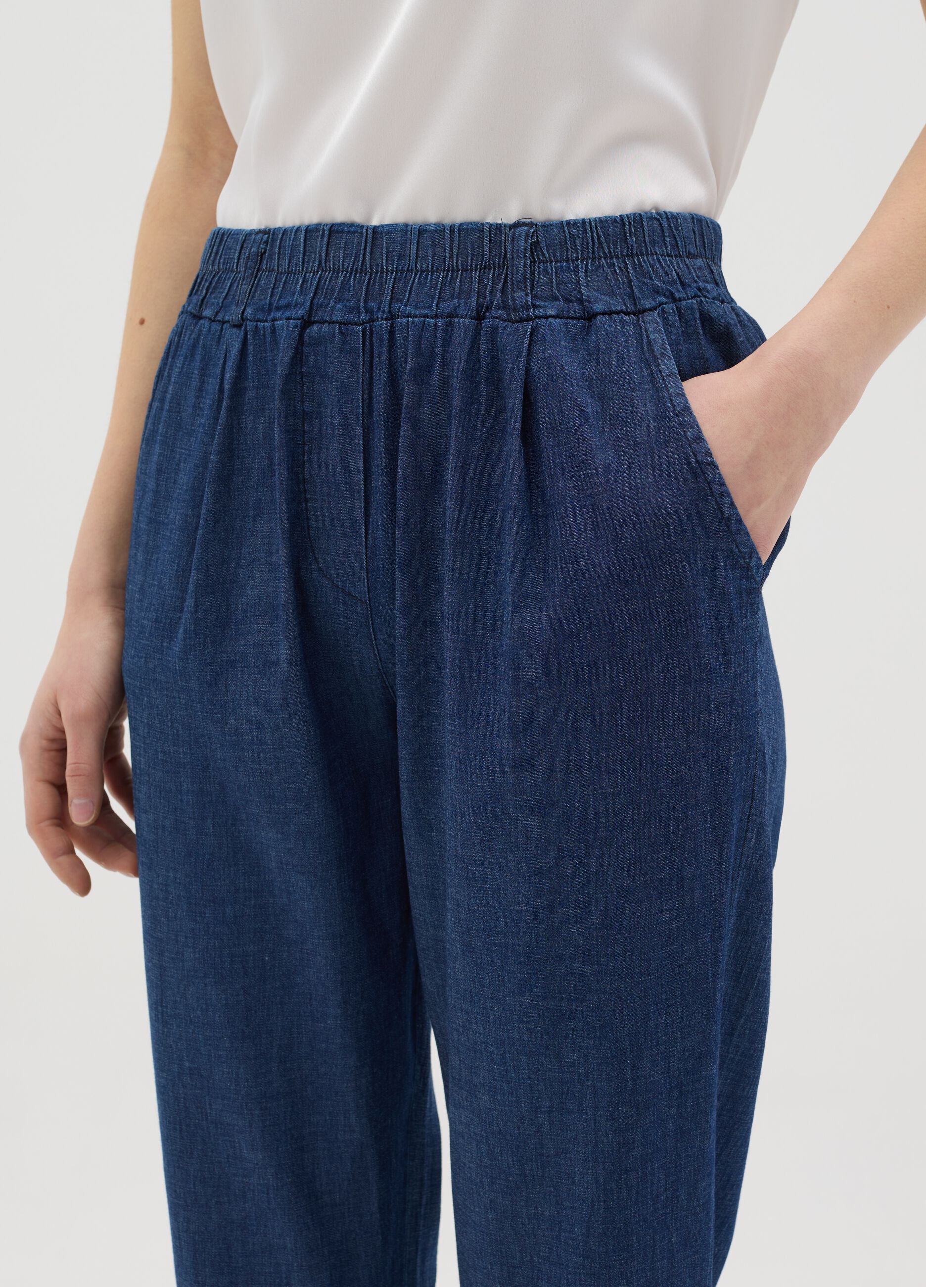 Stretch denim trousers