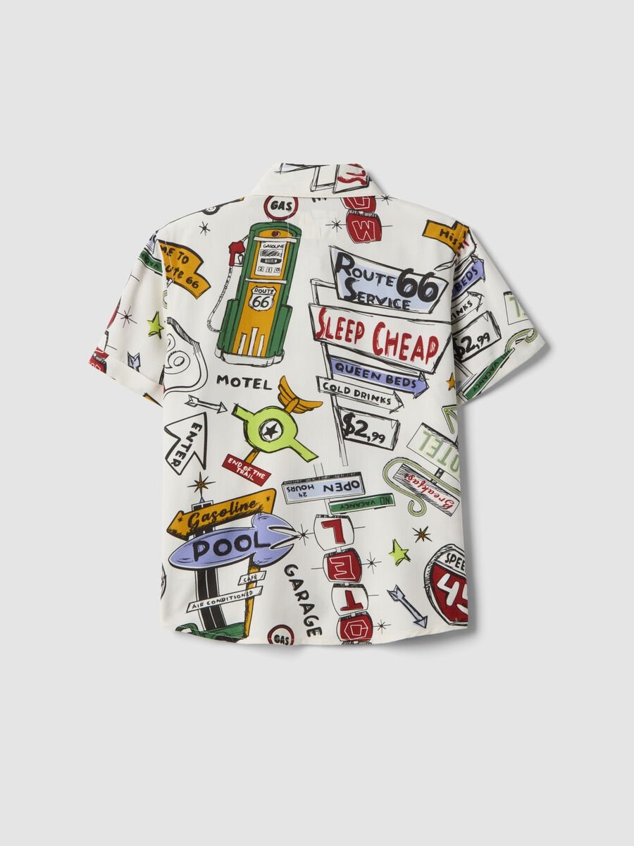 Camicia in pura viscosa multicolor da bambino regular fit con stampe_1