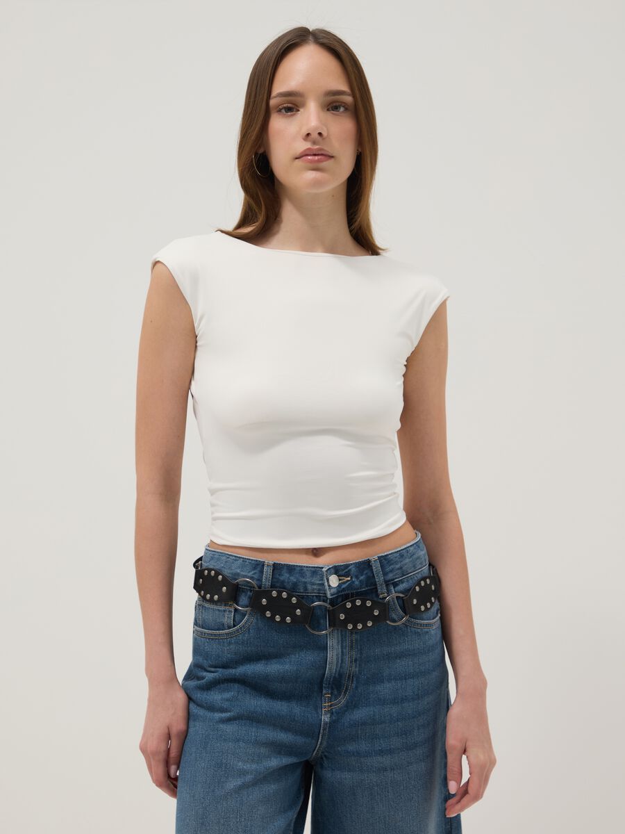 White stretch-fabric top_1