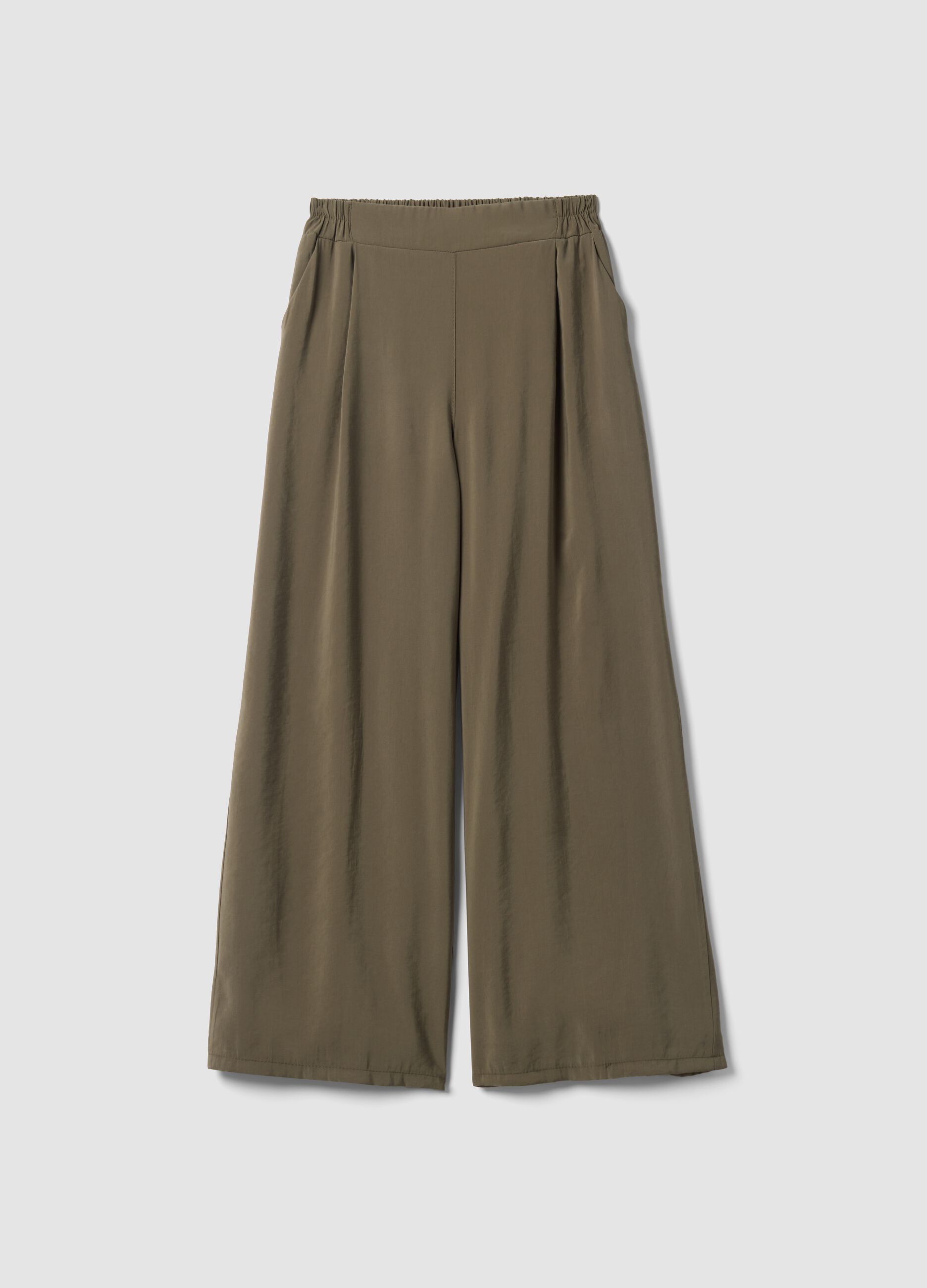 Green viscose-blend palazzo trousers