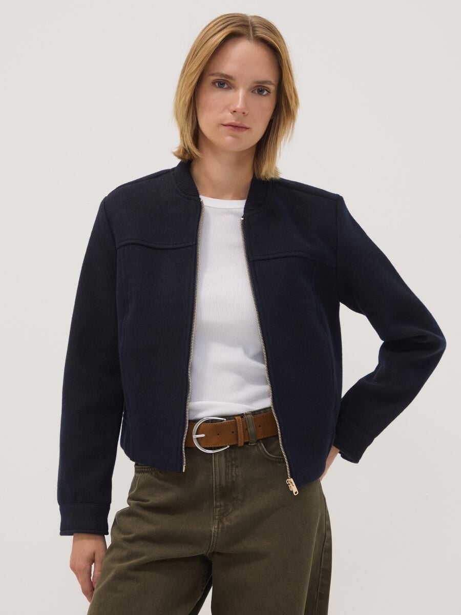 Giacca blu navy regular fit con zip_0