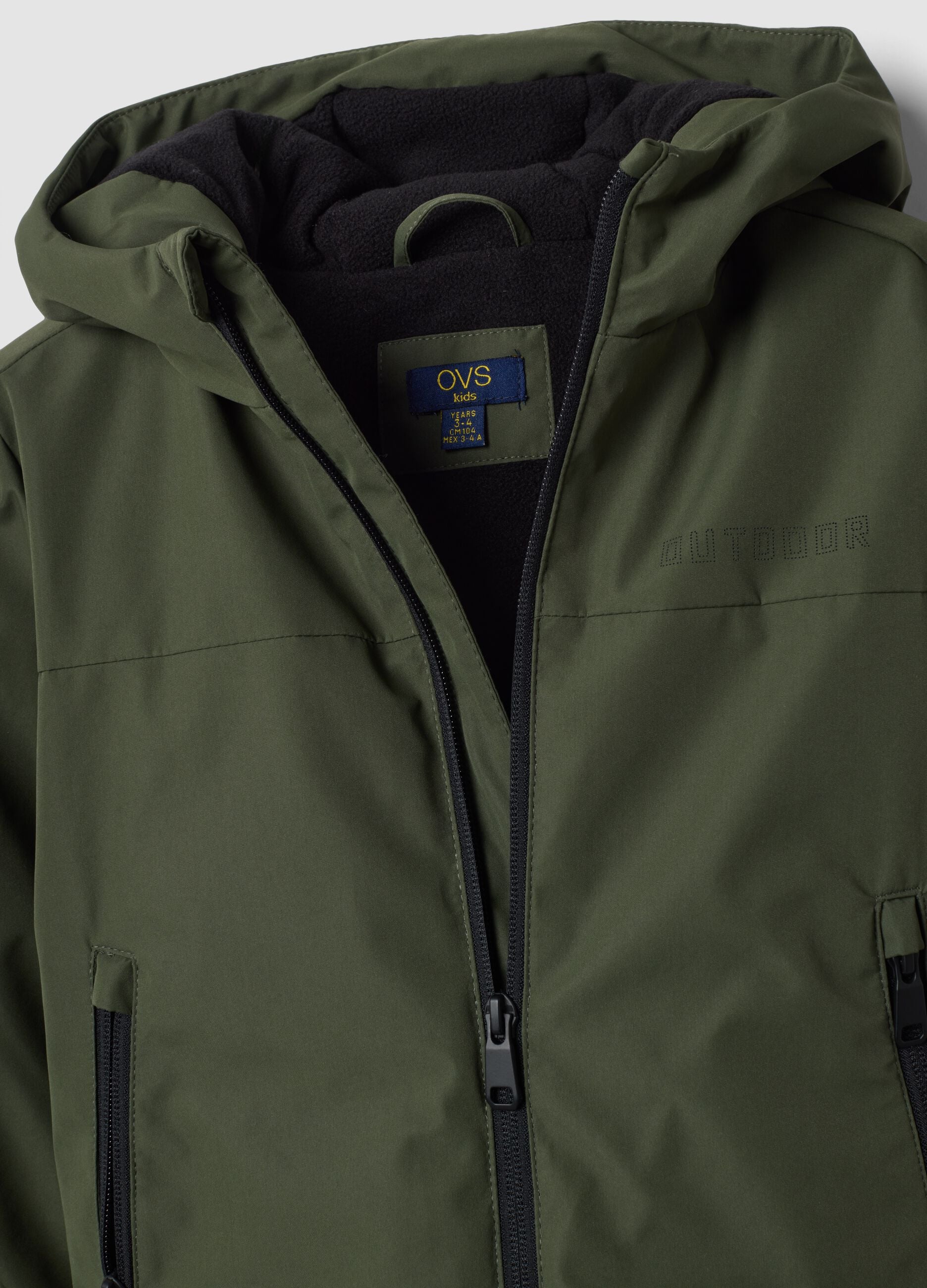 Green hooded zip-up jacket