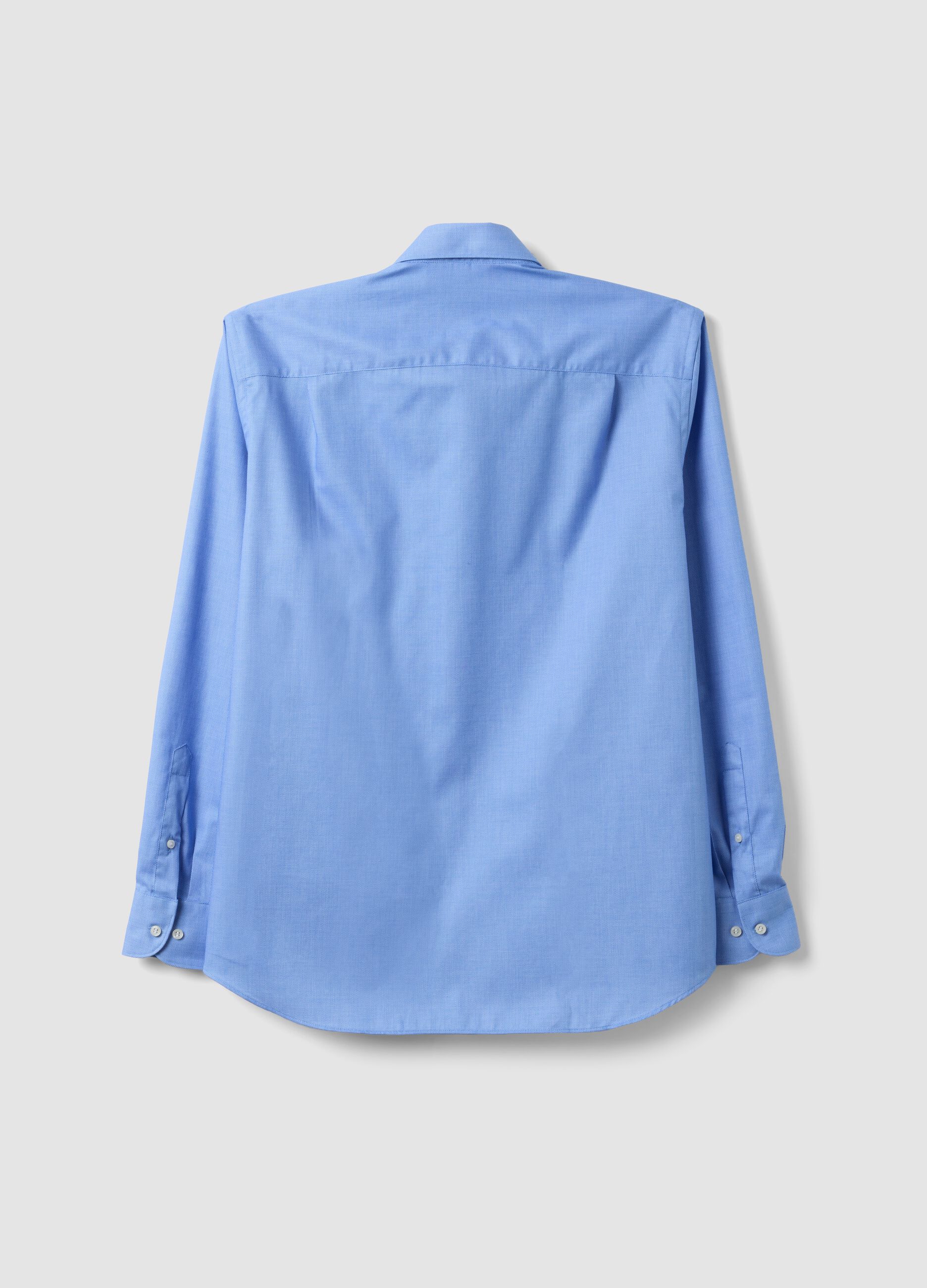 Light blue pure cotton shirt with French collar, easy-iron, regular fit