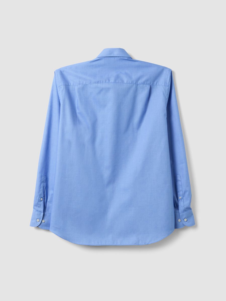 Camicia azzurra in puro cotone con collo francese easy iron regular fit_1