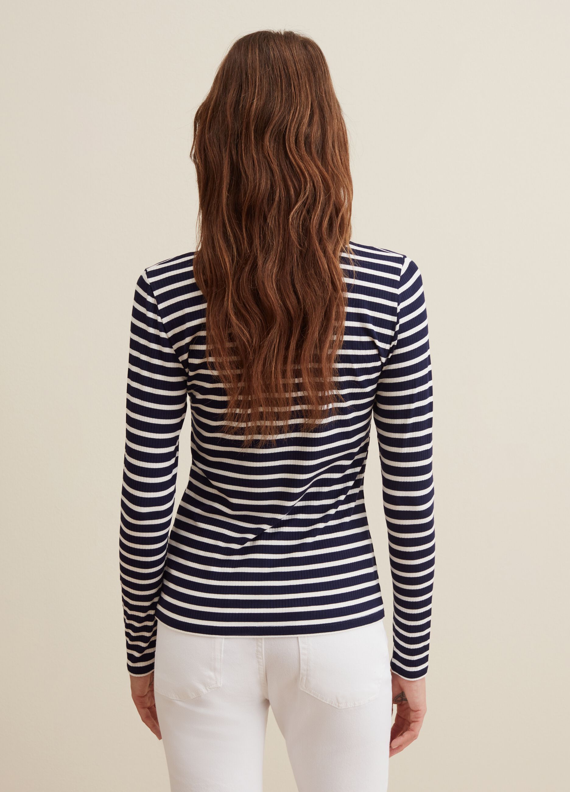 T-shirt a righe con maniche lunghe_3