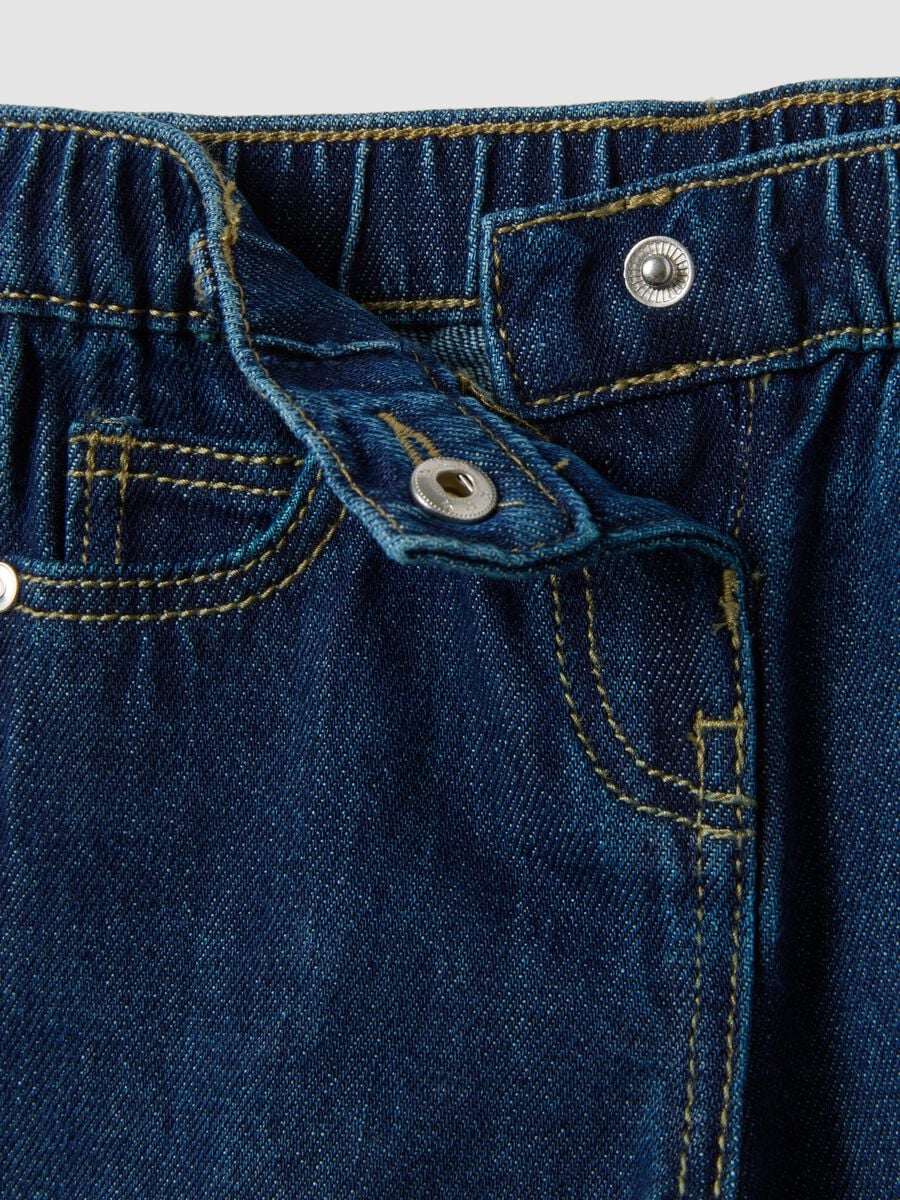 Pantaloni denim blu in misto cotone e viscosa wide leg per neonata_2