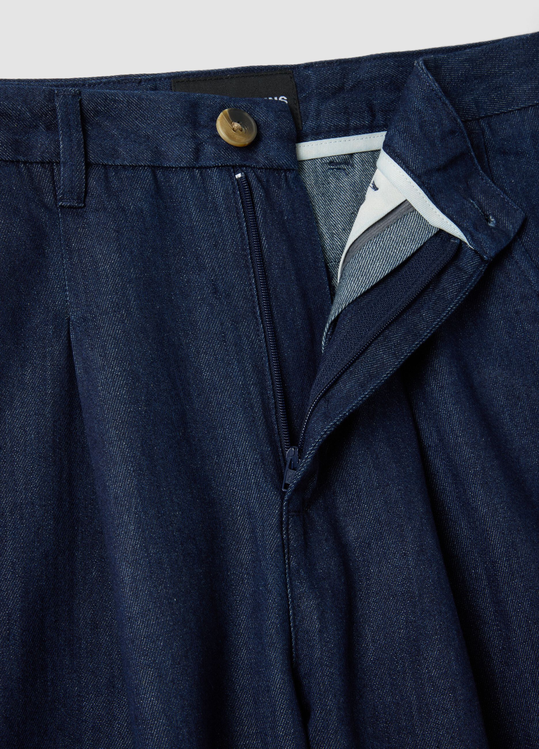 Wide leg pure cotton blue shorts