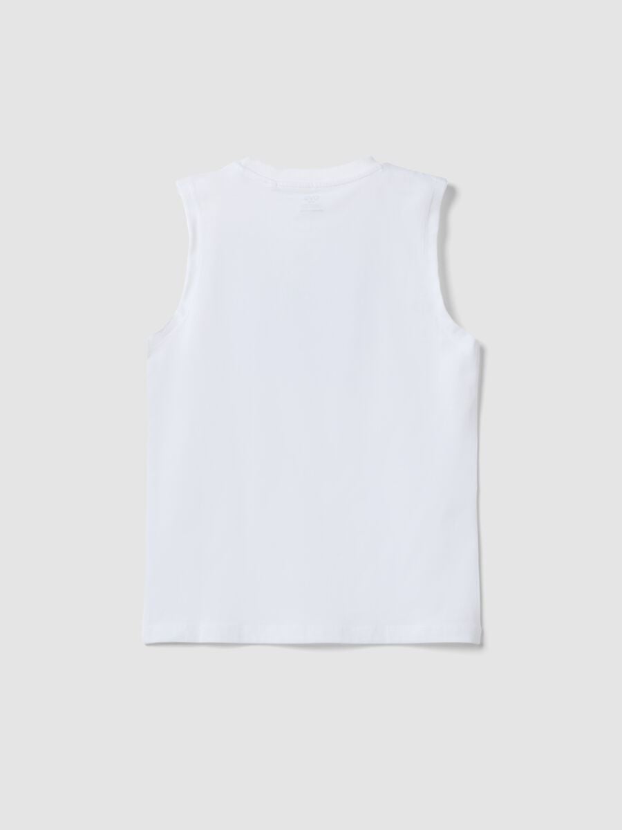 White organic cotton vest top with print_4