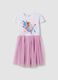 Abito mini rosa e bianco in cotone elasticizzato con tulle per bambina regular fit_0